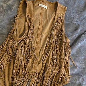 Suede Boho Out West Style Fringe Vest